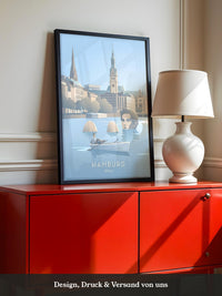 Hamburg Skyline Pastell Illustration