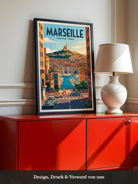 Marseille Hafen Retro Panorama