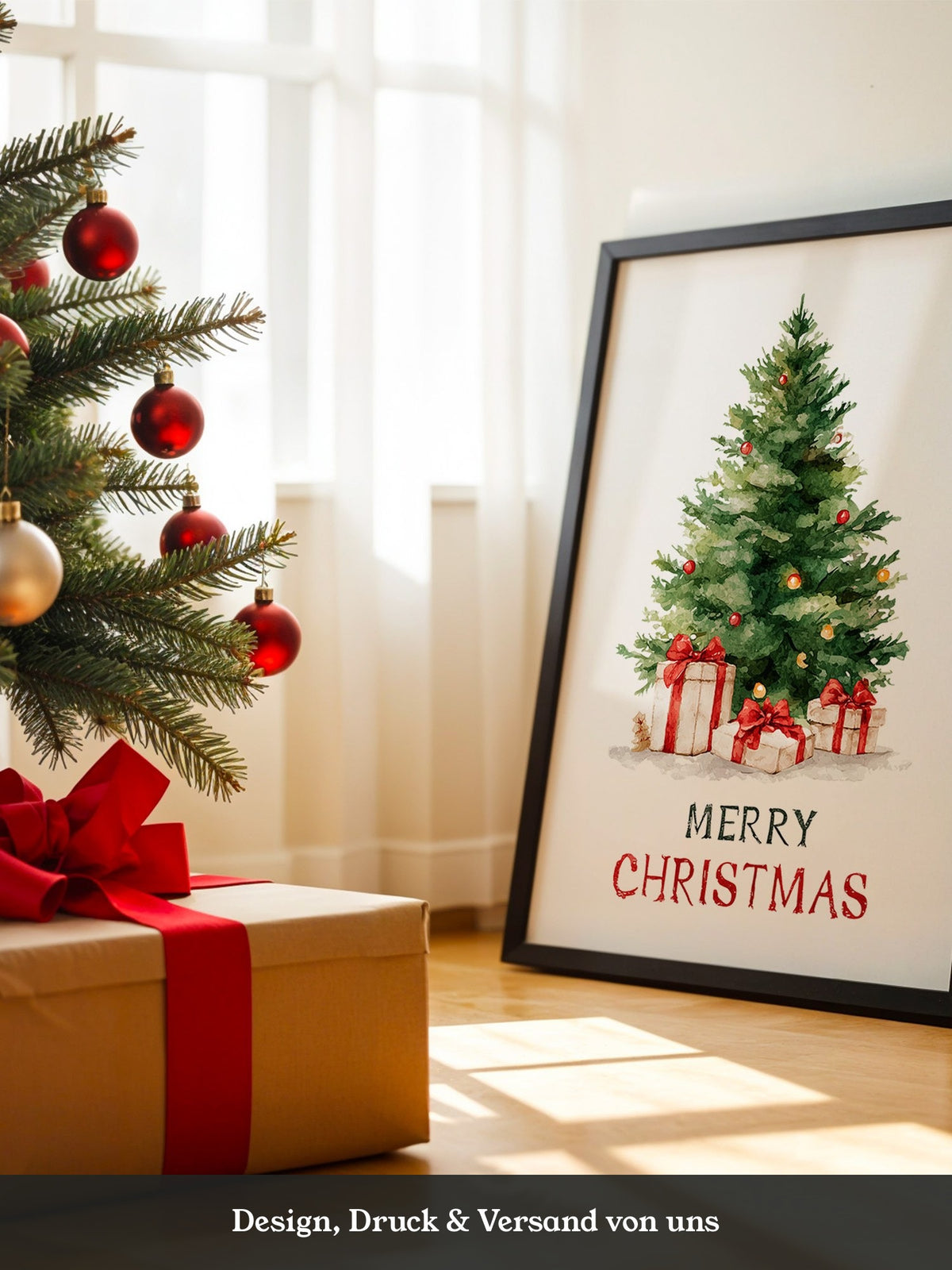 Weihnachtsbaum Geschenke Aquarell