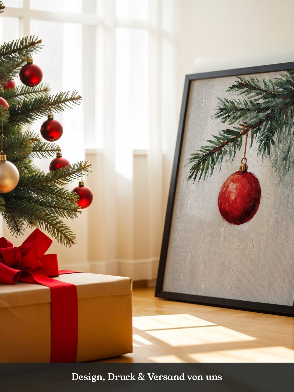 Weihnachtskugel Tannenzweig Malerei