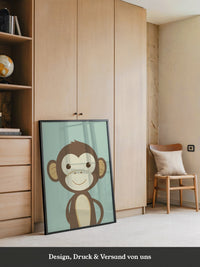 Lächelnder Affe Cartoon Mint-Hintergrund