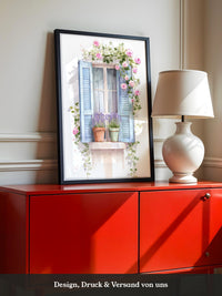 Fensterladen Rosen Aquarell