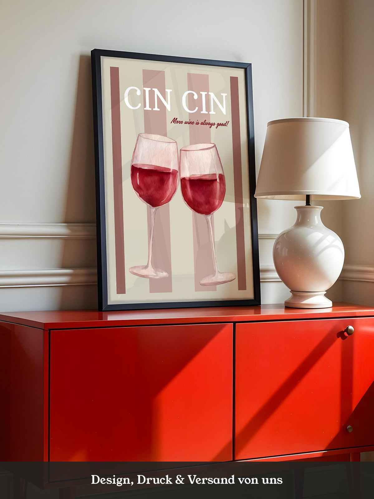 Weingläser Aquarell Prost Retro