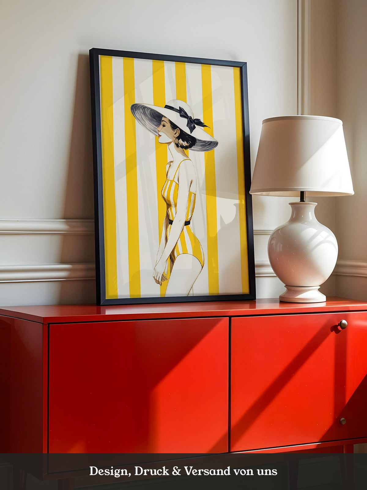 Dame gelb gestreift Retro-Look