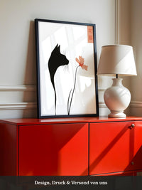 Katzen Silhouette Blume Minimalistisch
