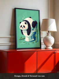 Schlafender Panda Toilettenabenteuer