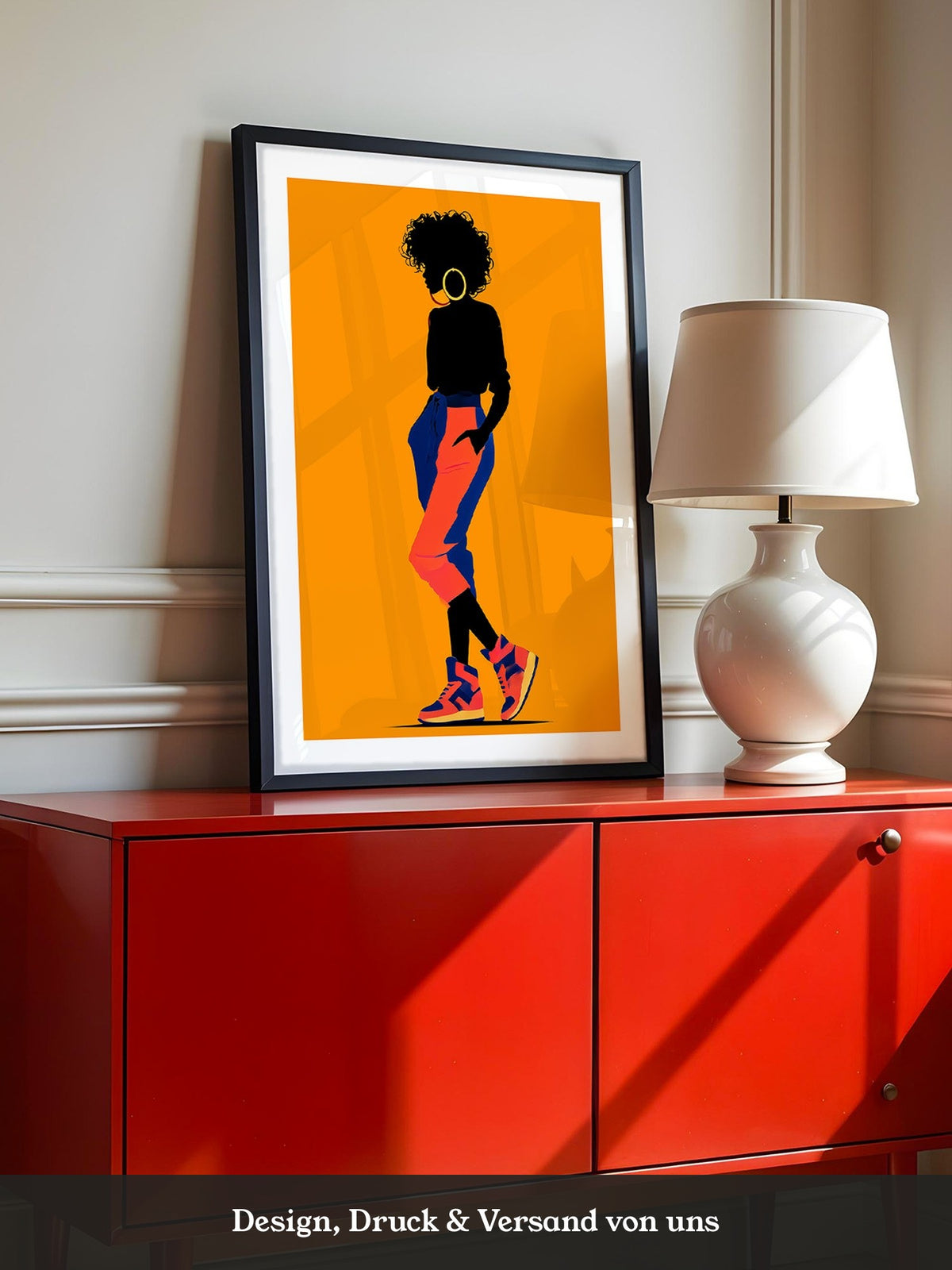 Silhouette Frau leuchtend orange