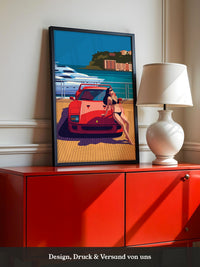 Roter Sportwagen Hafen Illustration