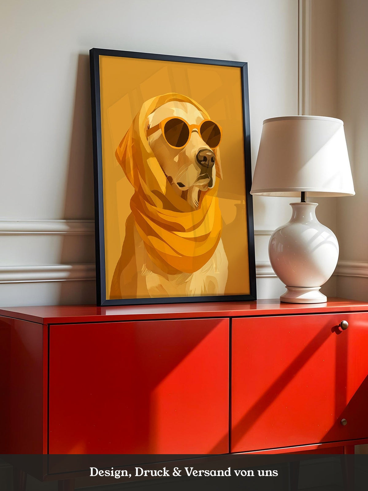Hund mit Sonnenbrille Retro-Design