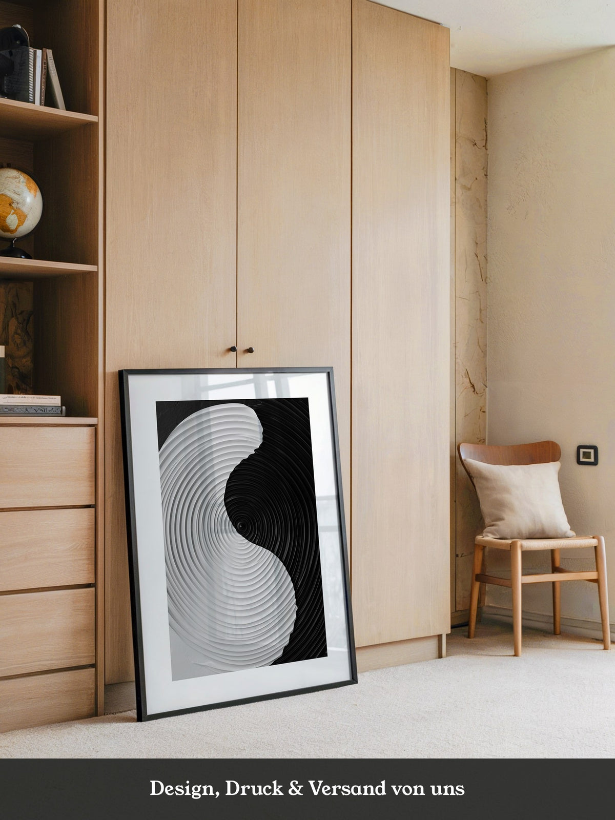 Yin Yang Wellen schwarz weiß