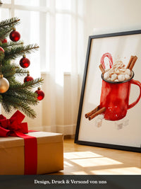 Rote Tasse Heißgetränk Weihnachtsstil