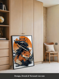 Fuchs Samurai Grafik Retro Hemiszenerie