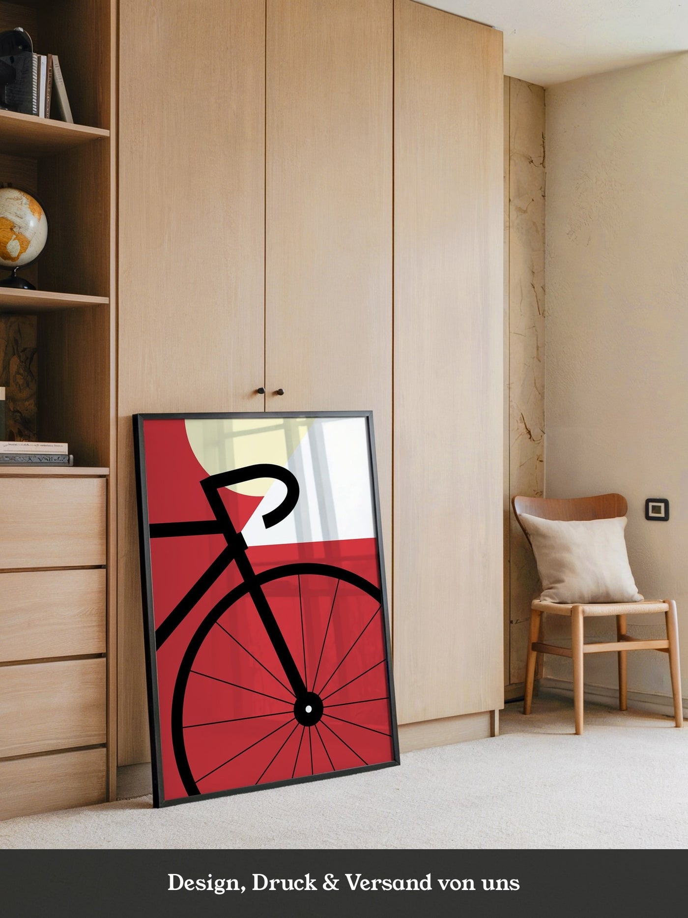 Fahrrad Grafik rot minimalistisch