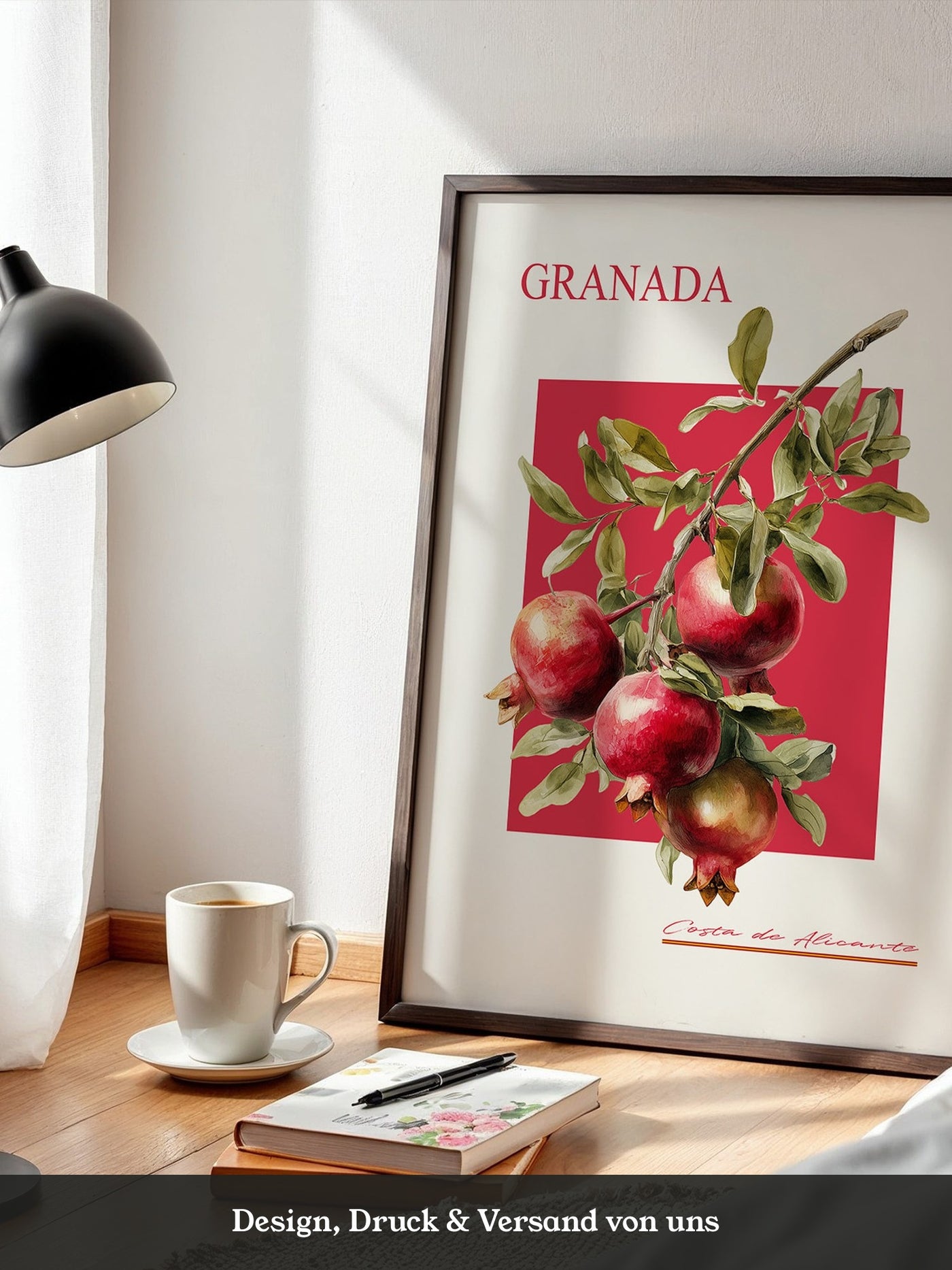 Granatapfel Zweig Rot Hintergrund