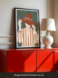 Frau Hut Rot Illustration