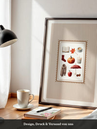 Herbst Symbole Collage Retro