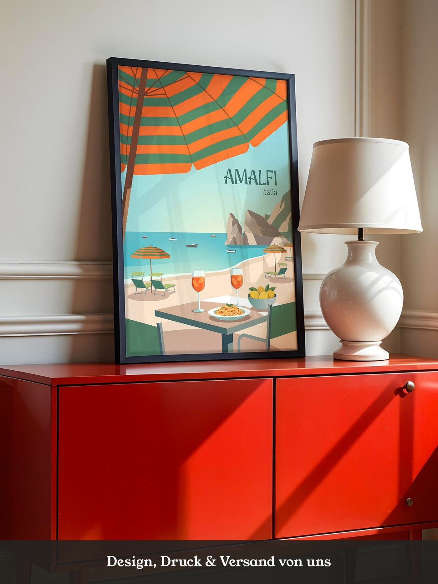 Amalfi Strand Grafisch Retro