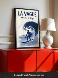 Surfer Welle Blau Kunstdruck