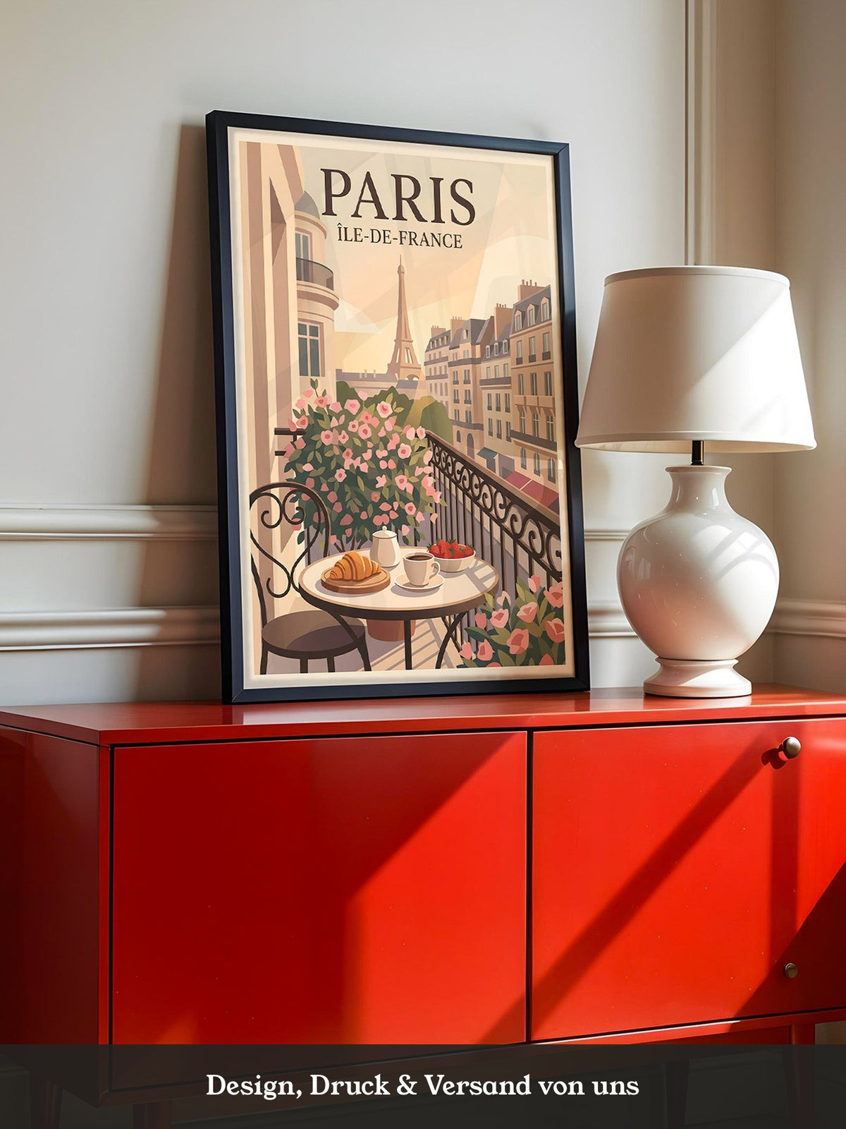 Paris Frühstück Balkon Pastell