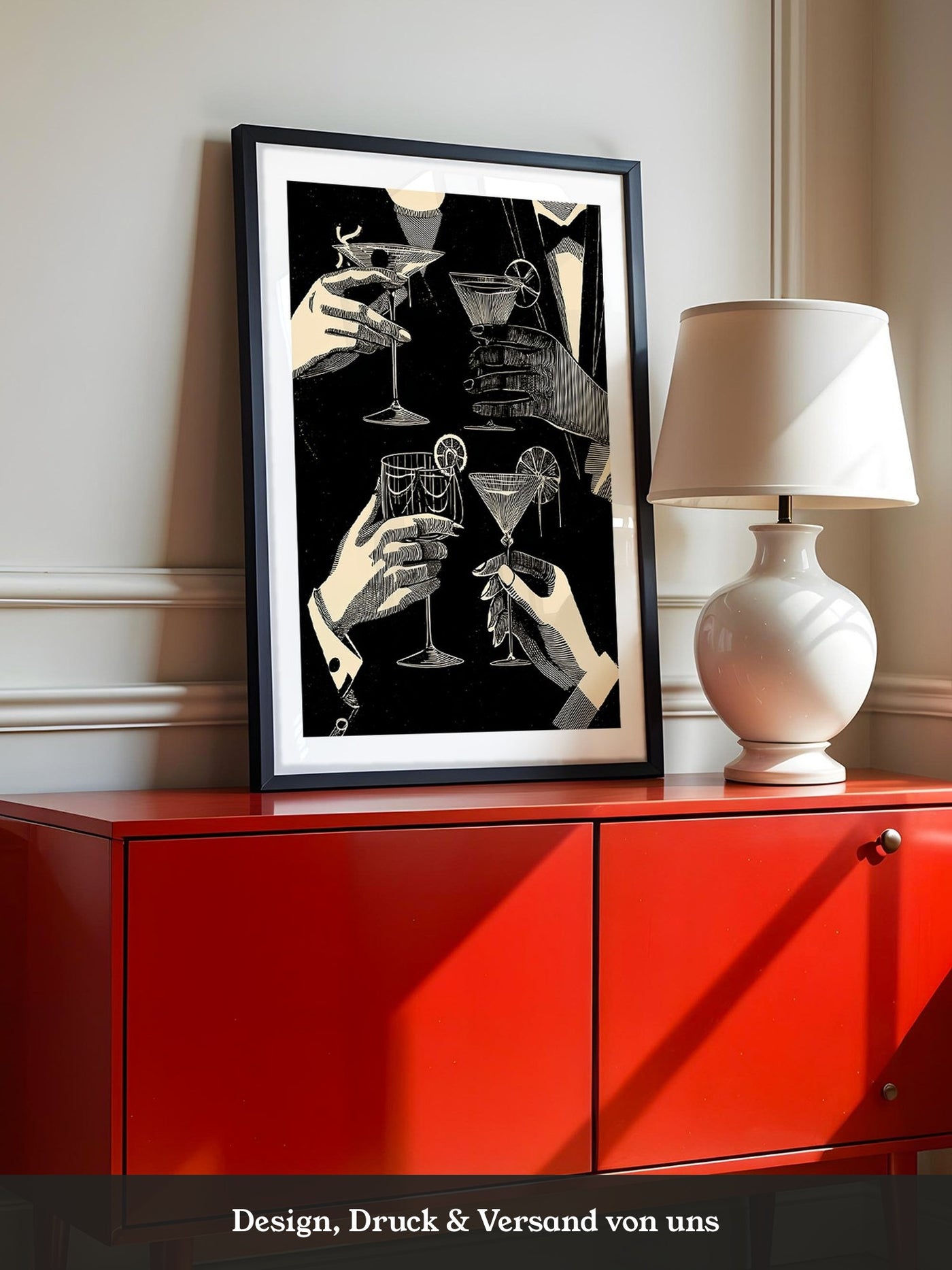 Cocktailgläser Retro Schwarz-Weiß