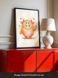 Fluffiges Monster mit drei Augen