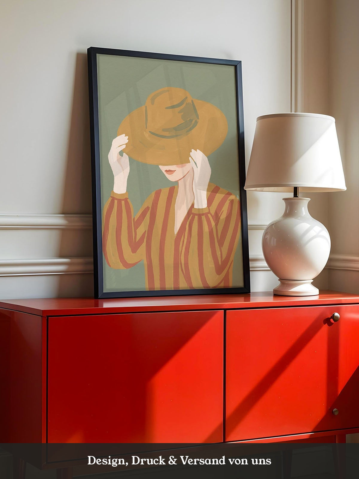 Frau Hut Streifen Illustration
