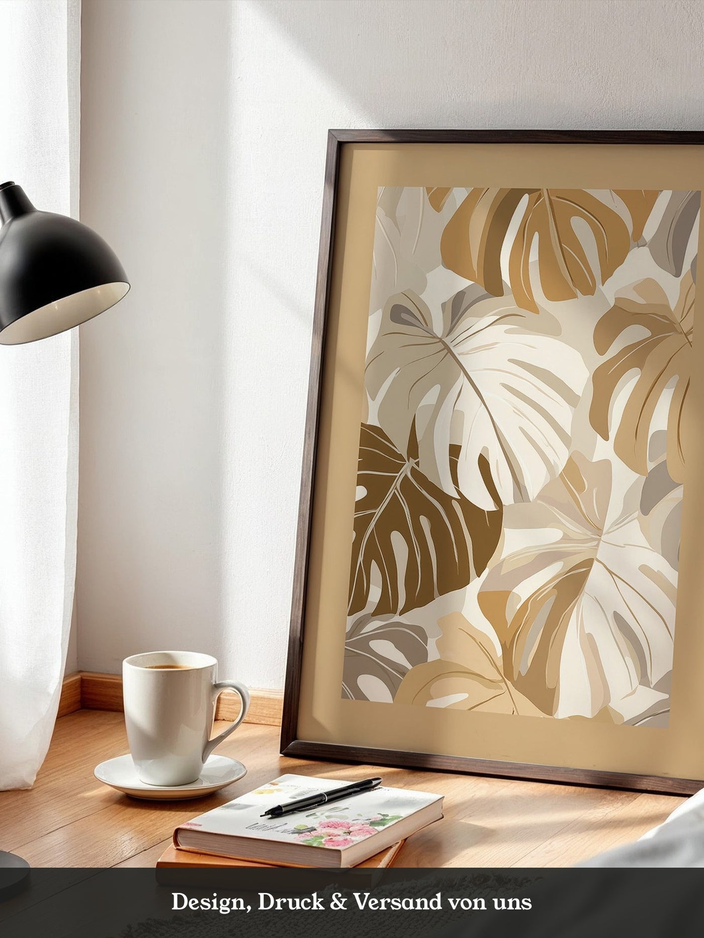 Monstera Blätter Beige Töne