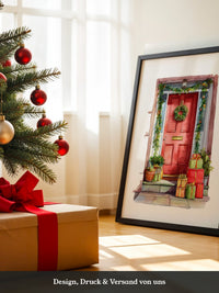 Weihnachtstür Aquarell Geschenke