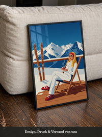 Skiurlaub Terrasse Retro