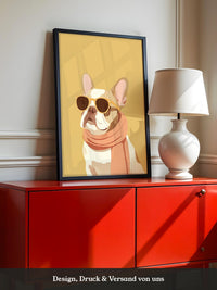 Französische Bulldogge Sonnenbrille Retro