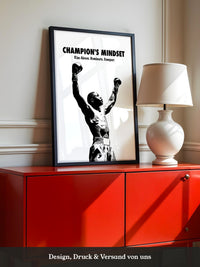 Boxer Siegerpose Schwarzweiß