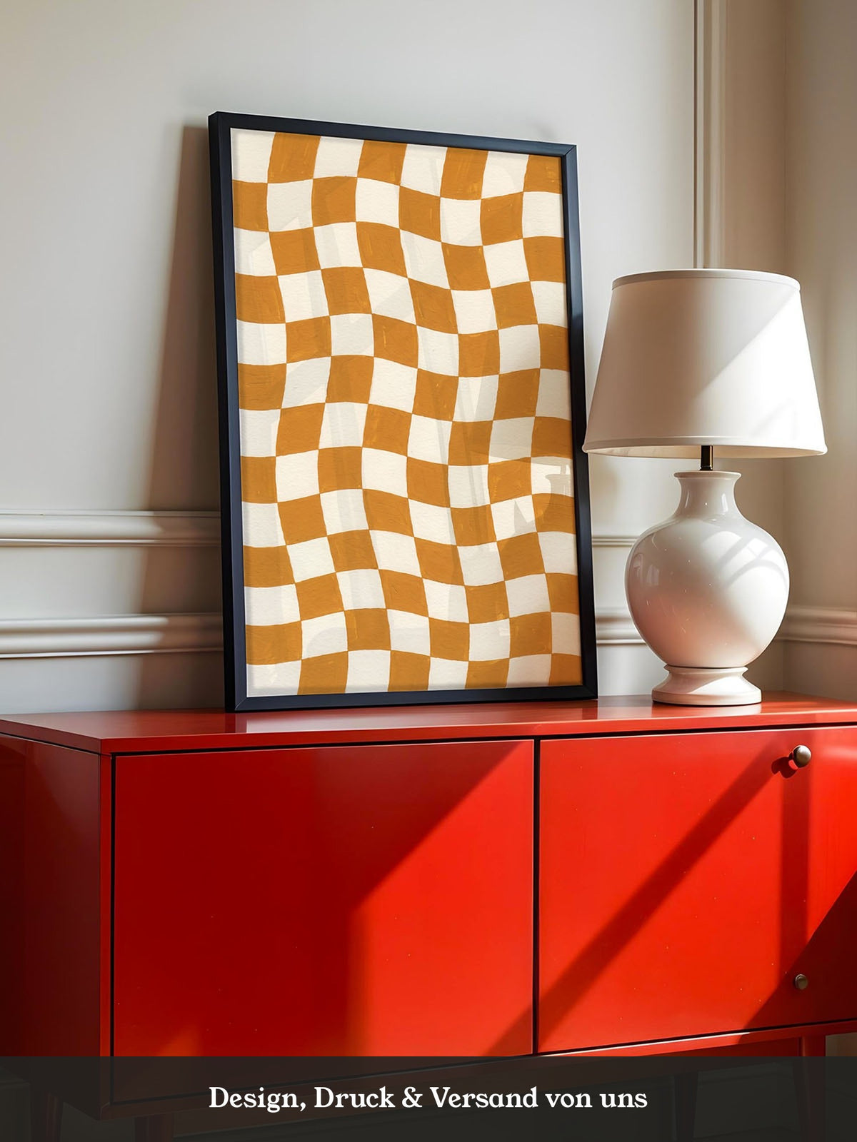 Schachbrett Orange Retro