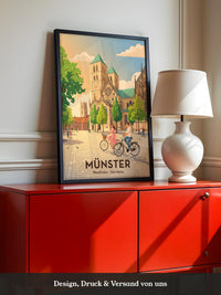Münster Fahrradtour Pastell Stil