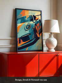 Porsche Sportwagen Popart Stil