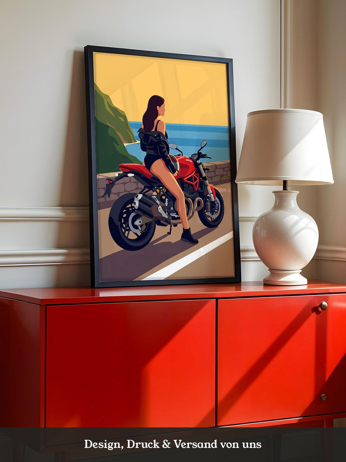 Motorrad Küste Frau Illustration