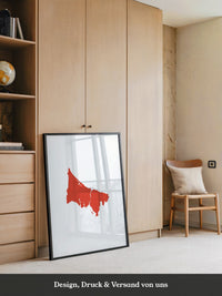 Rote Küstenlinie minimalistisch