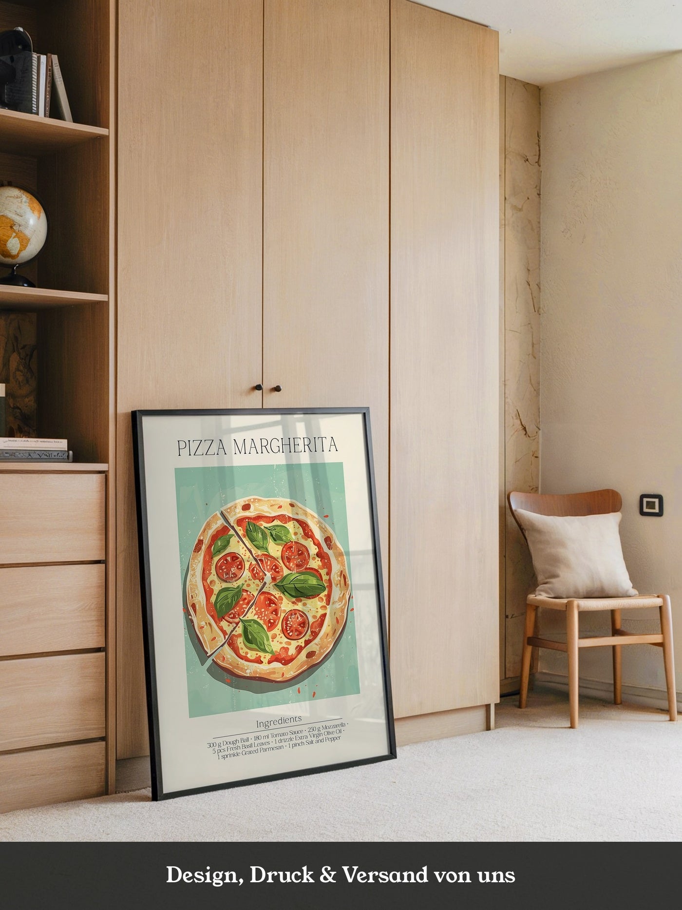 Pizza Margherita Illustration Vintage