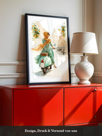 Vespa Fahrt Italien Aquarell