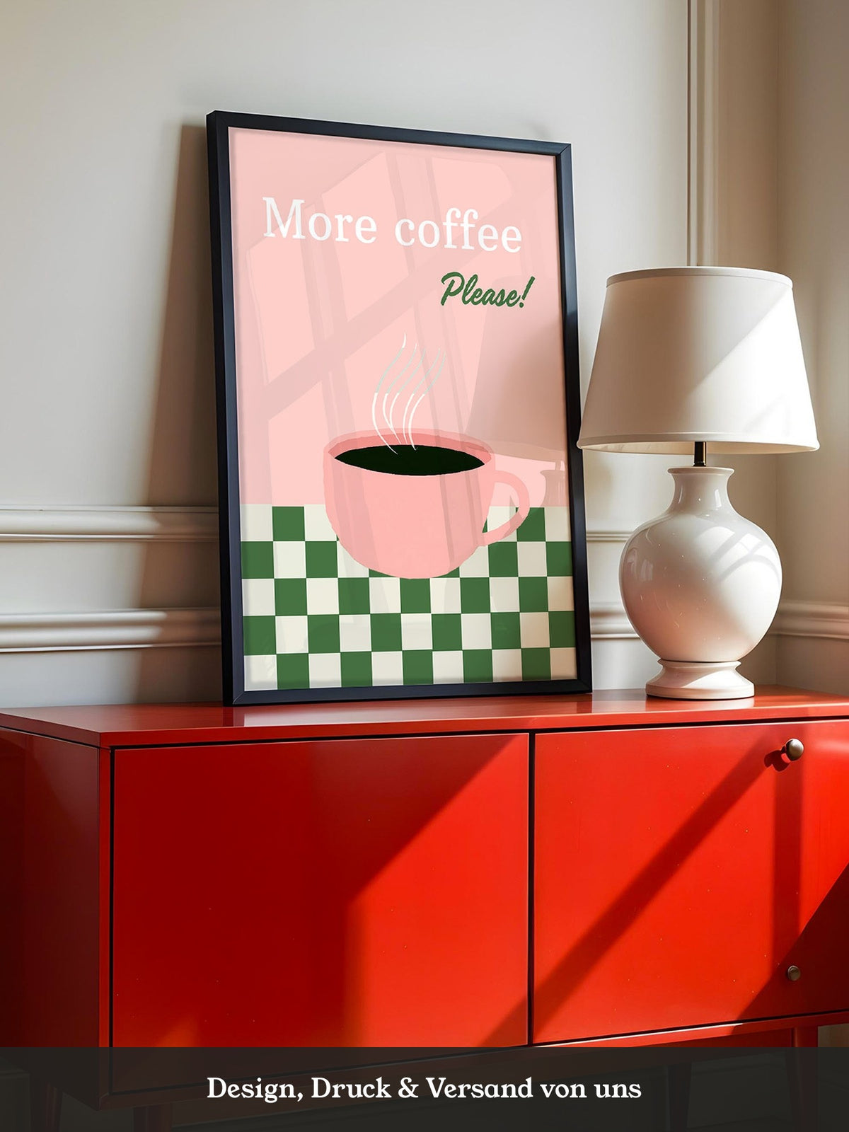 Kaffeetasse Rosa Schachbrett