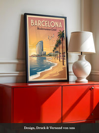 Barcelona Strand Sonnenuntergang Retro