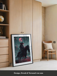 Samurai Vollmond Rote Blüten