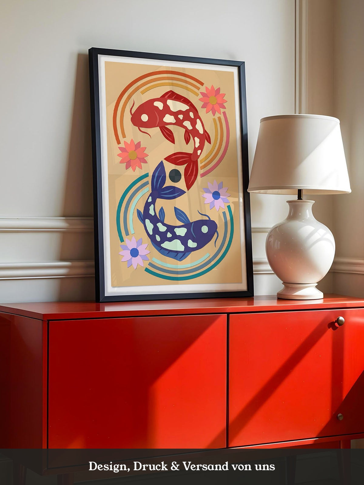 Koi Fische Blumen Illustration