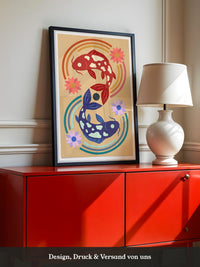 Koi Fische Blumen Illustration