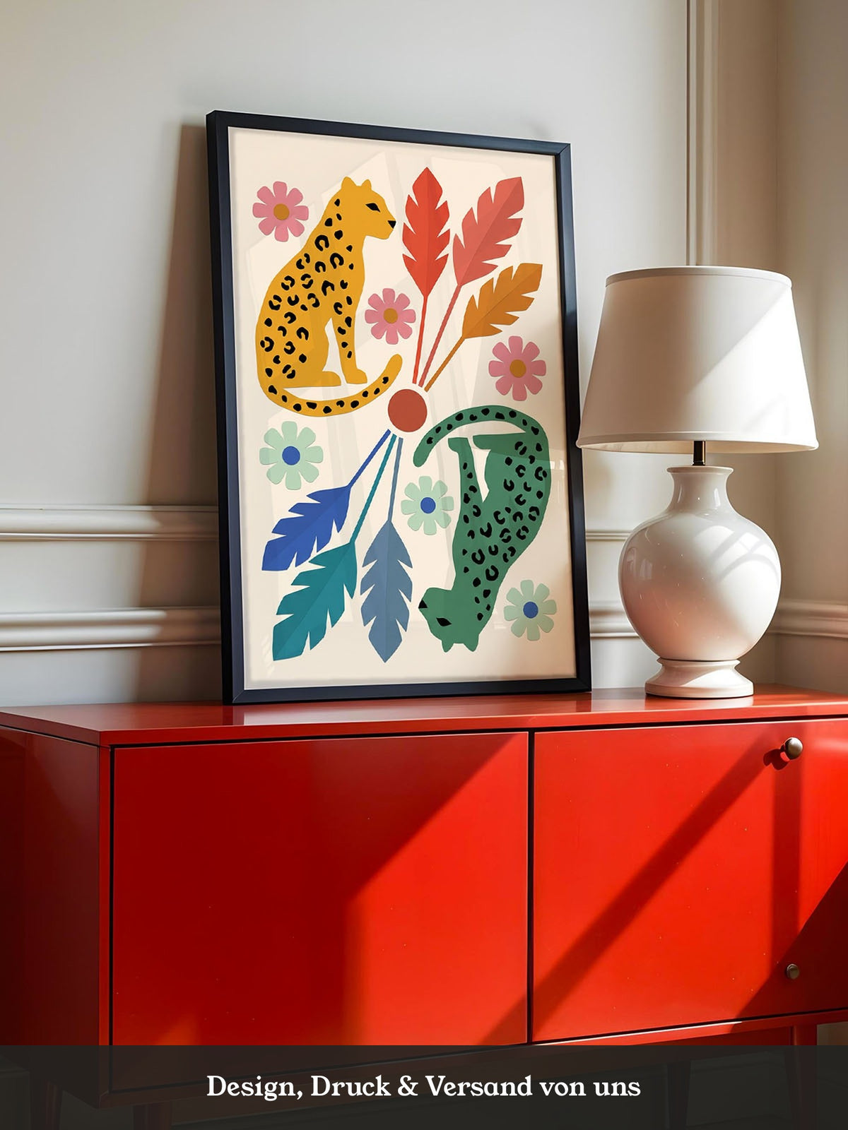 Leopard Blumen Illustration Bunt