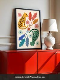 Leopard Blumen Illustration Bunt
