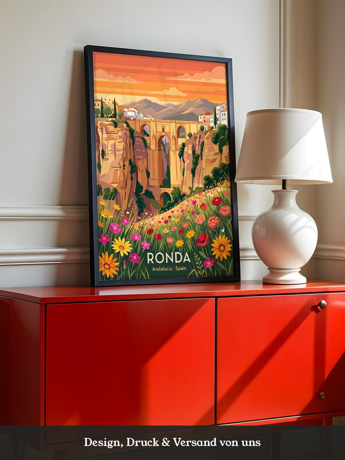 Ronda Brücke Blumen Panorama