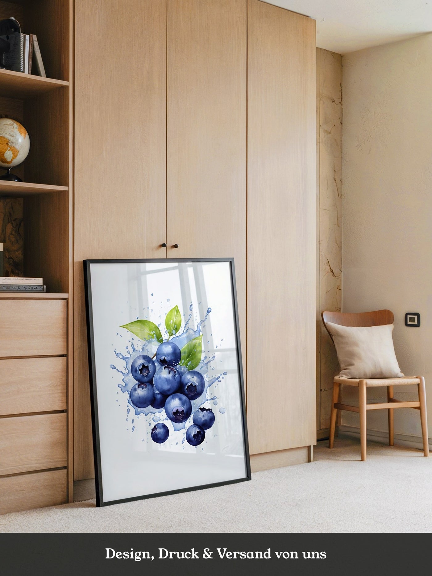Blaubeeren Splash Aquarell