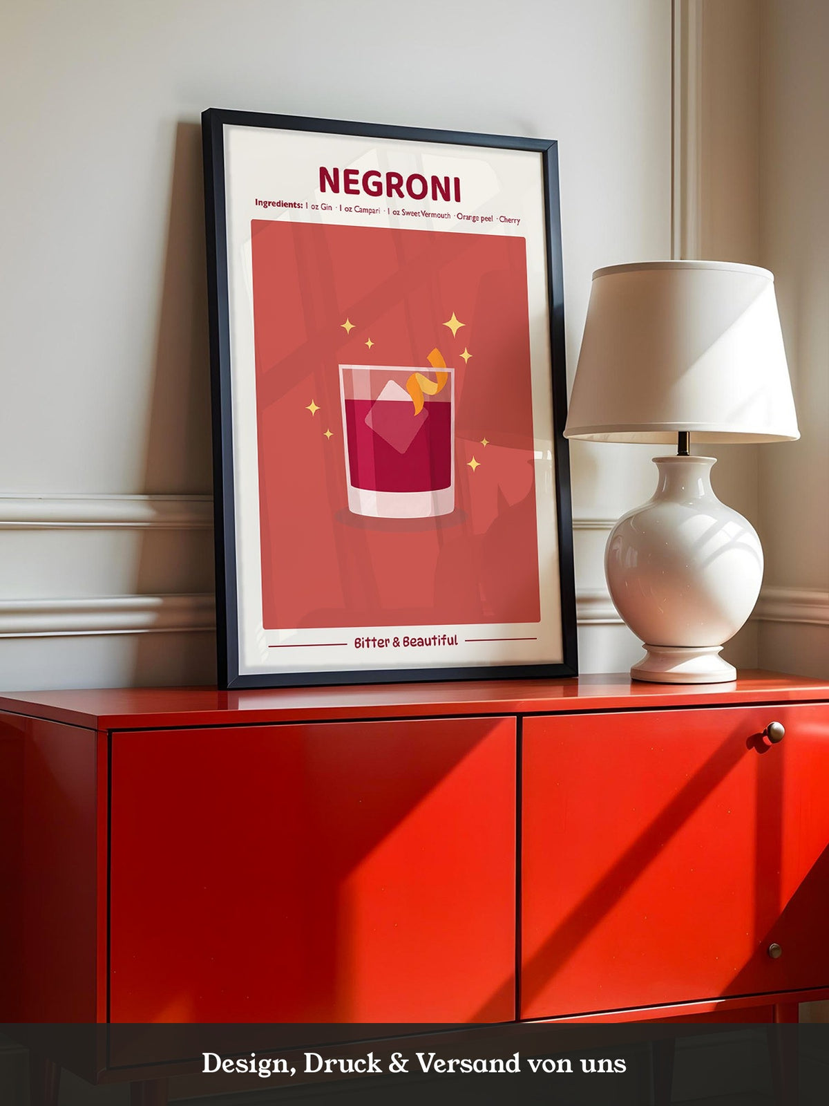 Negroni Drink Illustration Rot