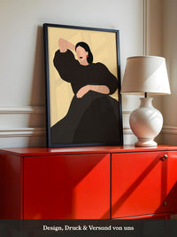Frau Pose Schwarz Minimal