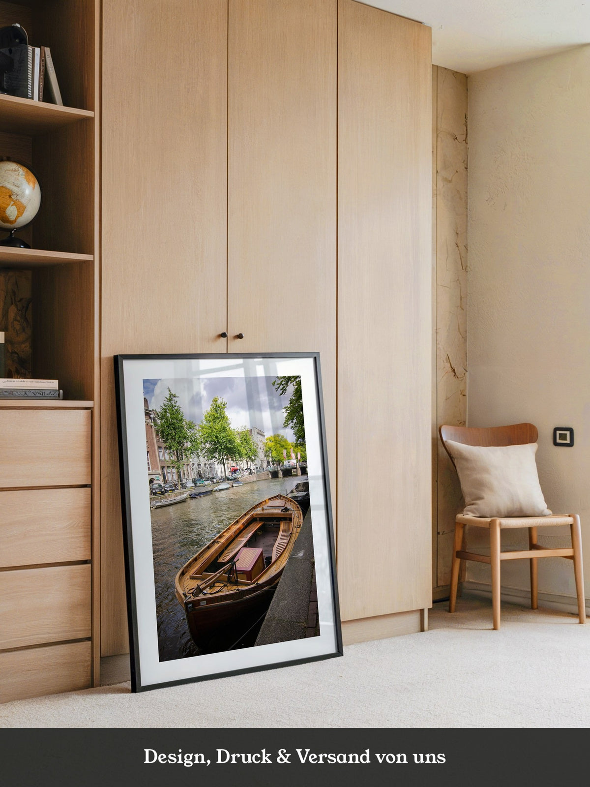 Holzboot Kanalansicht Amsterdam